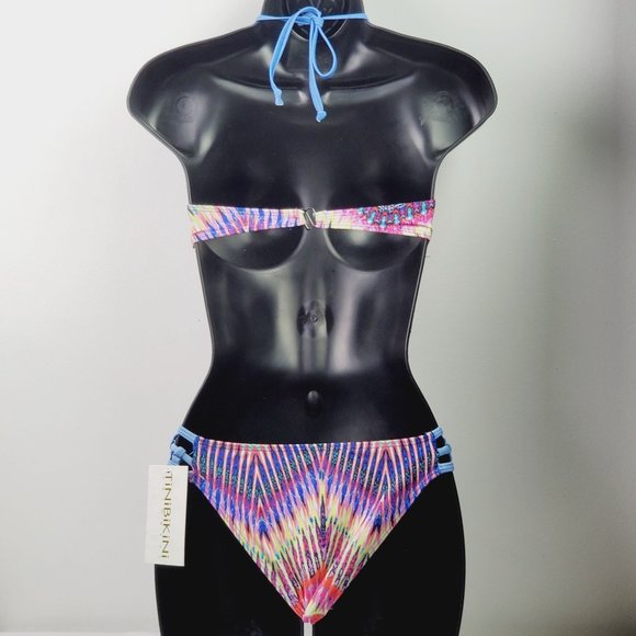 Tini Bikini Tie Dye Strappy Two Piece Swimsuit Sz XS - Picture 2 of 11